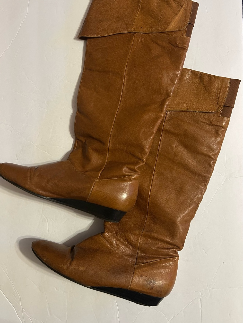Women’s vintage Tan Leather Knee-High wedged  Boots